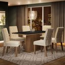 Ver imagem 1 de Conjunto Sala de Jantar Madesa Daniela Mesa Tampo de Madeira com 6 Cadeiras Rustic/Preto/Imperial Co