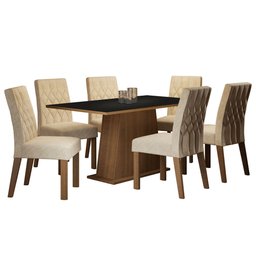 Conjunto Sala de Jantar Madesa Daniela Mesa Tampo de Madeira com 6 Cadeiras Rustic/Preto/Imperial Co - 2