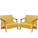 Ver imagem 1 de Poltrona Namoradeira Venus Braço Madeira Maciça Suede Unidecor Amarelo