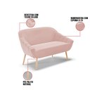 Ver imagem 5 de Kit 01 Namoradeira 02 Lugares e 02 Poltronas Giovana Veludo Rosê Pés Palito Natural - D’Rossi