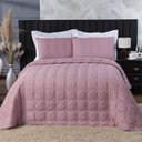 Ver imagem 1 de Cobre Leito 3 Peças Shine Queen 200 Fios Rosa 2,4 X 2,2m Matelado Bordado e Porta Travesseiros Casa