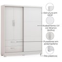 Ver imagem 3 de Guarda Roupa Casal 3p 2g 218x180 Cm C533 Branco Kappesberg