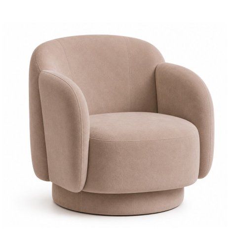 Poltrona Decorativa Oliva Base Giratória Veludo Avelã - Sallar Home