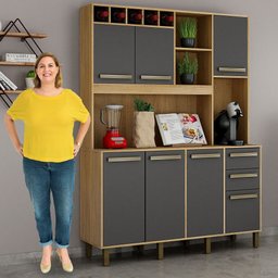 Armário 6 Portas 3 Gavetas Granada Valdemóveis Cinamomo/Grafite - 5