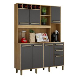 Armário 6 Portas 3 Gavetas Granada Valdemóveis Cinamomo/Grafite - 7