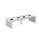 Ver imagem 1 de Estação de Trabalho Mesa Plataforma Escritório para 4 Pessoas Dupla com Caixa de Tomada Pé Painel Cinza/Branco