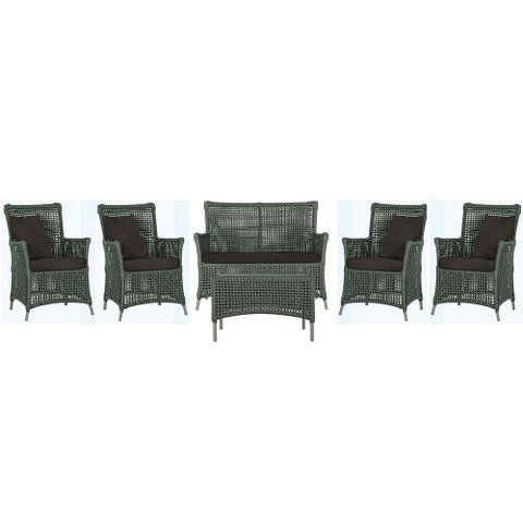 Jogo Sofá 4 Poltronas e Mesa Igapó Fendi E9 Trama Original Verde