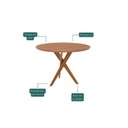 Ver imagem 4 de Mesa para Sala de Jantar Redonda 109cm sem Vidro Cacau Marrom/Cinamomo