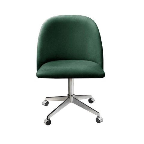 Poltrona Gaia Base Giratória com Rodinhas Cor:Veludo Verde 270
