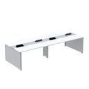 Ver imagem 1 de Estação de Trabalho Mesa Plataforma Escritório para 4 Pessoas Dupla com Caixa de Tomada Pé Painel Branco/Cinza