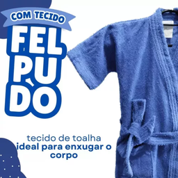 Roupão Felpudo Infantil Quimono Confetti Tamanho M Azul - 7
