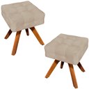 Ver imagem 1 de Kit 2 Puffs Decorativos Base Giratória Karen Suede Bege - Gran Belo