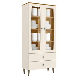 Cristaleira Liz e Aparador Buffet Ambar Off White Nature - Henn - 6