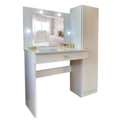 Penteadeira Camarim com Espelho Iluminação 1 Gaveta 1 Porta