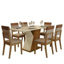 Ver imagem 2 de Conjunto Sala Jantar Mesa 160 cm Tampo MDF Vidro 6 Cadeir Layla Diamond Casa 812