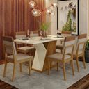 Ver imagem 1 de Conjunto Sala Jantar Mesa 160 cm Tampo MDF Vidro 6 Cadeir Layla Diamond Casa 812