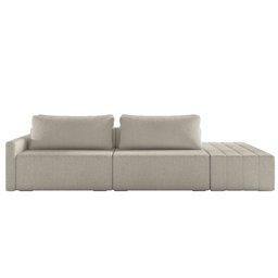 Sofá Ilha Modular com Puff para Sala Living 252cm Georgia K04 Bouclê Bege - Mpozenato - 7