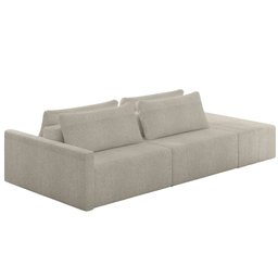 Sofá Ilha Modular com Puff para Sala Living 252cm Georgia K04 Bouclê Bege - Mpozenato - 1
