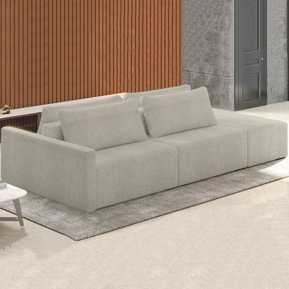 Sofá Ilha Modular com Puff para Sala Living 252cm Georgia K04