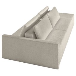 Sofá Ilha Modular com Puff para Sala Living 252cm Georgia K04 Bouclê Bege - Mpozenato - 8