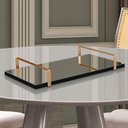Ver imagem 3 de Bandeja Espelhada 25x50cm Borda Infinita Preta com Alça Cobre