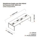Ver imagem 3 de Estação de Trabalho Mesa Plataforma Escritório para 4 Pessoas Dupla com Caixa de Tomada Pé Painel Marrom/Walnut/Cinza