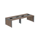 Ver imagem 1 de Estação de Trabalho Mesa Plataforma Escritório para 4 Pessoas Dupla com Caixa de Tomada Pé Painel Marrom/Walnut/Cinza