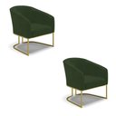 Ver imagem 2 de Poltrona Sala Decorativa Kit 2 Stella Base Industrial Dourada Sintético Pu Verde D03 - D’Rossi