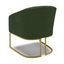 Ver mais imagens de Poltrona Sala Decorativa Kit 2 Stella Base Industrial Dourada Sintético Pu Verde D03 - D’Rossi