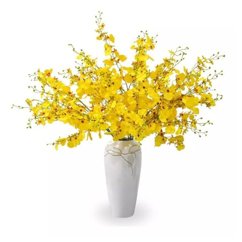 Kit 5 Galhos Ramos Flores Orquídeas Chuva de Ouro Artificiais