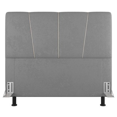 Cabeceira Cama Box Casal Queen Size Amber 160cm Estofada Linho Cinza Claro - Abmaza