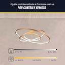 Ver imagem 5 de Lustre Led Moderno Pendente Anéis Led 89w 3 Arcos Cor Dourado - Brinovar