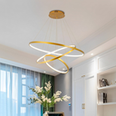 Ver imagem 3 de Lustre Led Moderno Pendente Anéis Led 89w 3 Arcos Cor Dourado - Brinovar