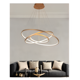 Lustre Led Moderno Pendente Anéis Led 89w 3 Arcos Cor Dourado - Brinovar - 4