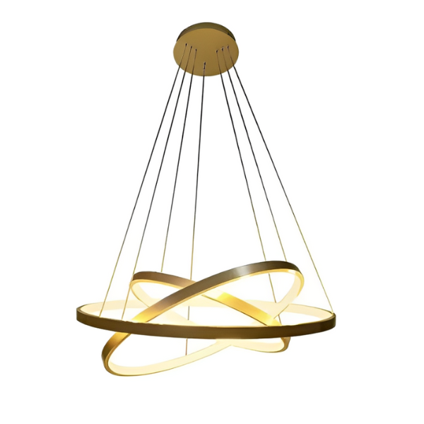 Lustre Led Moderno Pendente Anéis Led 89w 3 Arcos Cor Dourado - Brinovar - 2