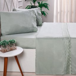 Jogo de Cama Solteiro 3 Pçs Bordado Inglês - 1