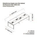 Ver imagem 3 de Estação de Trabalho Mesa Plataforma Escritório para 4 Pessoas Dupla com Caixa de Tomada Pé Painel Branco/Cinza