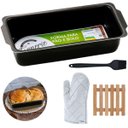 Ver imagem 1 de Forma de Pão Retangular Média Antiaderente 1,3l + Luva Térmica + Pincel Preto + Descanso de Panela Q