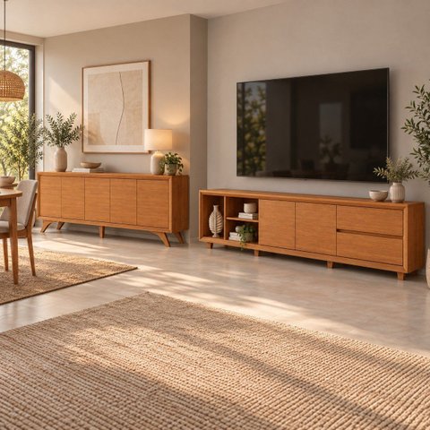 Conjunto Rack + Buffet Premium Rack Naturalle Buffet Naturalle Mavaular