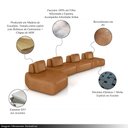 Ver imagem 3 de Sofá Ilha Sala de Estar Dakota 4 Módulos 626cm Encostos Almofadas Soltas Pu Caramelo G33 - Gran Belo