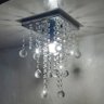 Lustre de Cristal Legítimo K9 Base Inox 20x20 Cm 30 Cm Altura Soq E27 - Transparente - 1