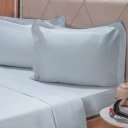 Ver imagem 3 de Jogo de Cama Casal 200 Fios Liso 4 Pçs 100% Algodão 140x190x35cm Cinza Fog
