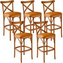 Ver imagem 1 de Kit 05 Banquetas Altas Cozinha Bancada Bar Sala Jantar Estofada Ávila L02 Couríssimo Whisky - Lyam L