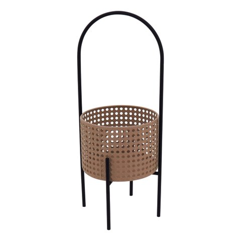 Cachepô Metal 50x18x18cm Bege Vaso Decorativo Planta