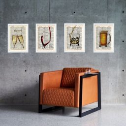 Kit Composição 4 Quadros Vintage Bar - Bebidas 24x18cm:madeira Preta - 2 Kit Composição 4 Quadros Vintage Bar - Bebidas 24x18cm:madeira Preta - 2