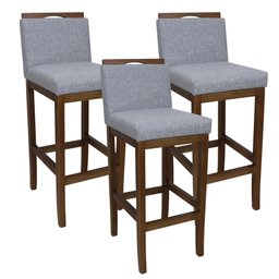 Kit 3 Banqueta para Cozinha Americana Gourmet Prata Larissa Soberati Banqueta para Cozinha Americana - 1