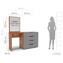 Ver imagem 3 de Cômoda Penteadeira Madri 4 Gavetas c/ Espelho 149x160cm Cinza/Freijó 250806