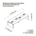 Ver imagem 3 de Estação de Trabalho Mesa Plataforma Escritório para 4 Pessoas Dupla com Caixa de Tomada Pé Painel Branco