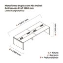 Ver imagem 3 de Estação de Trabalho Mesa Plataforma Escritório para 4 Pessoas Dupla com Caixa de Tomada Pé Painel Bege/Nogueira Casblanca/Branco