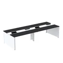 Ver imagem 1 de Estação de Trabalho Mesa Plataforma Escritório para 4 Pessoas Dupla com Caixa de Tomada Pé Painel Preto/Branco